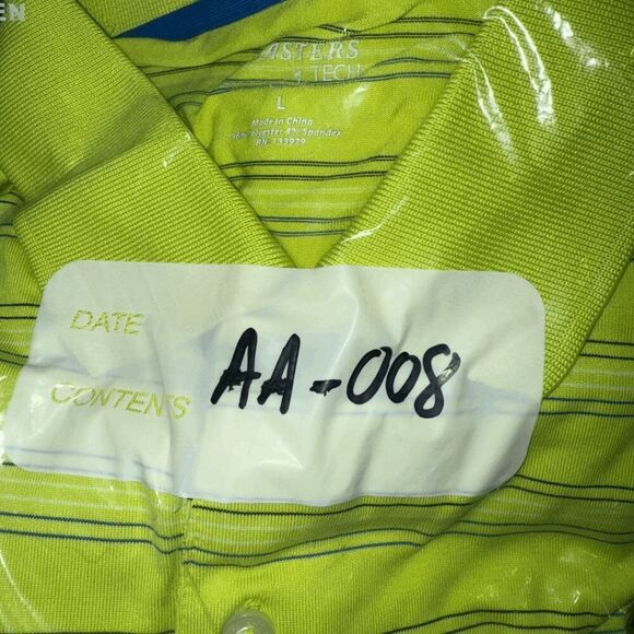 Master Tech Men's Striped‎ Golf Polo Shirt Lime Green Large - Picture 6 of 6